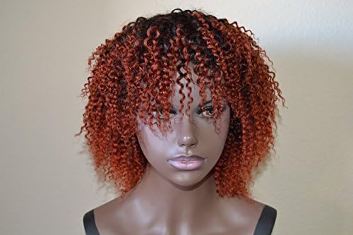 Handmade wig, Brazilian Virgin Hair Ombre Kinky Curly Hair Weave 7A 8-8-8