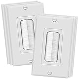 TOPGREENER Bristled Brush Wall Plate Multimedia Pass-Through Insert with Decorator Wall Plate for Low Voltage Cables, Size 1-Gang 4.50" x 2.75", Polycarbonate Thermoplastic, TG8891-6PCS, White 6 Pack