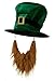 Adult Plush Leprechaun Green Top Hat w/Buckle Accent & Beard