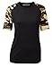CLOVERY Women's Short Sleeve Top Raglan Floral Printed T-Shirt