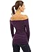 PattyBoutik Women's Off Shoulder Ruched Side Long Sleeve Blouse (Dark Purple S)