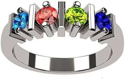NANA Straight Bar Mother's Simulated Birthstone Ring, 1-6 Stones - Sterling Silver - Size 10