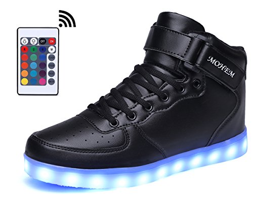 MOHEM ShinyNight High Top LED Shoes Light Up USB Charging Flashing Sneakers(1687003Black41)