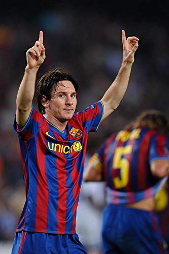 Postere Lionel Messi Barcelona Long Hair God Poster Fanart Styled