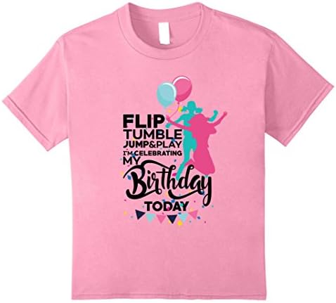 Kids Flip Tumble Gymnastics Girl's Birthday Party Gift Tshirt 8 Pink