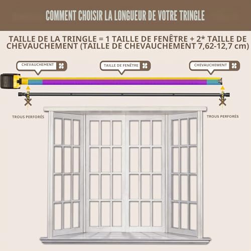 Double Curtain Rods, 30-78" Extendable Curtain Rod with Cap Buttons with Brackets, Adjustable Curtain Rod Stainless Steel Decorative Hardware for Living Room/Black