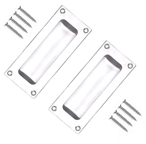 TERF® Traditional Aluminium Flush Pull Door Handle 90mm Sliding Door Flush Pull Handle with Fixing Screw - Pack of 2
