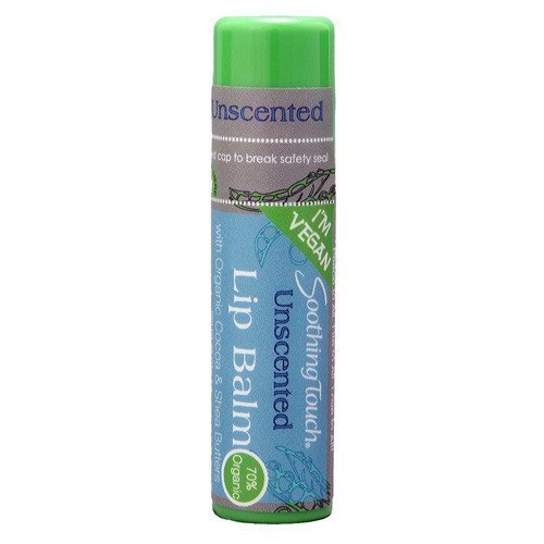 Soothing Touch Lip Balm, Vegan Unscented, 0.25 Ounce