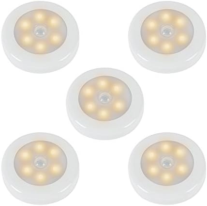 Mopos 5 Pack Wireless Motion Sensor Exquisit Night Light for Stairways,Hallway,Closet,Kitchen,Washroom (Warm Yellowish)