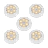 Mopos 5 Pack Wireless Motion Sensor Exquisit Night Light for Stairways,Hallway,Closet,Kitchen,Washroom (Warm Yellowish)
