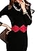 Meta-U Women Flower Elastic Wide Waist Belt (black bow & red bow)