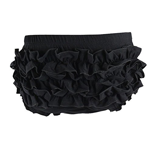 VduanMo Basic Cotton Diaper Cover Baby Bloomers with Ruffle Small Black