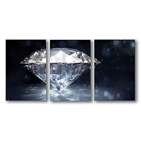 3 Piece Canvas Wall Art for Living Room Bedroom Home Artwork Shiny Diamond Gemstone Paintings Ready to Hang - 16"x24" x 3 Panels