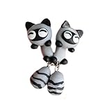 Scheppend Polymer Clay Cute Cartoon Racoon Handmade Stud Earrings(one pair)