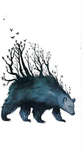 SanerLian Set of 5 Waterproof Temporary Fake Tattoo Stickers Black Blue Bear Tree Swallows Birds Cool Design