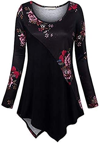 NRUTUP Women Plus Size Long Sleeve Print O-Neck Button Pullover Tops Shirt Blouse