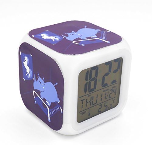 BoFy Led Alarm Clock Rhinos Running Fitness Gym Pattern Personality Creative Noiseless Multi-functional Electronic Desk Table Digital Alarm Clock for Unisex Adults Kids Toy Gift