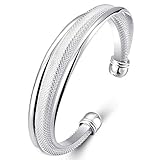 Fashion Women Jewelry Solid 925 Sterling Silver Bangle Bracelet Gift