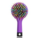 LEORX Detangling Hair Brush Rainbow Volume Brush Magic Hair Curl Straight Comb Brush with Mirror (Purple)