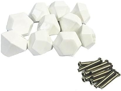 LaCyan Diamond Shaped Ceramic Door Knobs Cabinet Handles with Screws for Children Room Decorating (30mm X 10pcs, White)