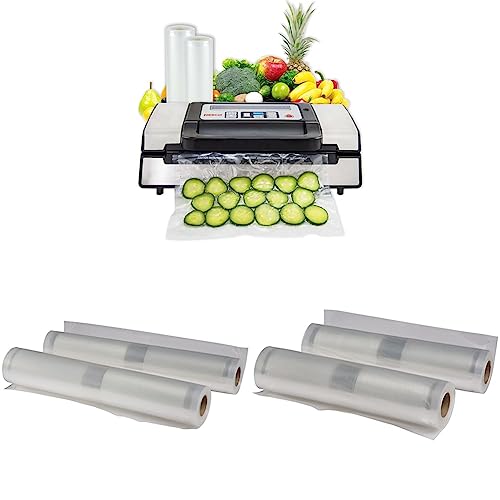 Nesco Deluxe Food VS12 Vacuum Sealer, Silver & VS04R Two 11" x 20