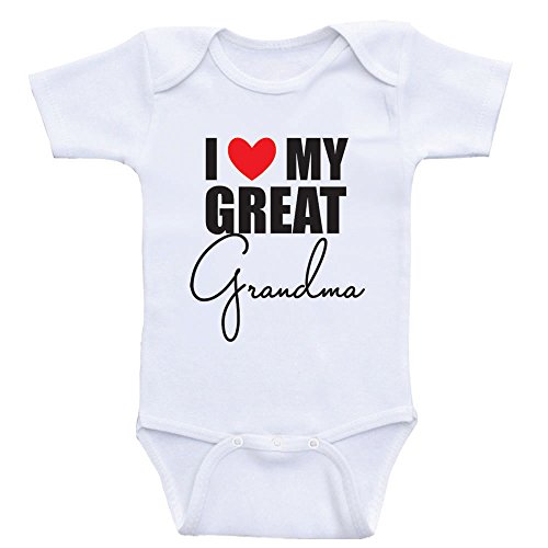 Great Grandma Baby Onesie "I Love My Great Grandma, Grandmother" by Heart Co Designs (3mo-Short Sleeve, Grandma)