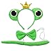 Marlegard® 3PCs Funny Dalmatian Milk Leopard Costume Headband Ear with Tail Tie (Green Crown Frog)