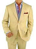 Bianco B Men's Suit Two Button Jacket 2-Piece Modern Fit Side-Vent Linen Suit