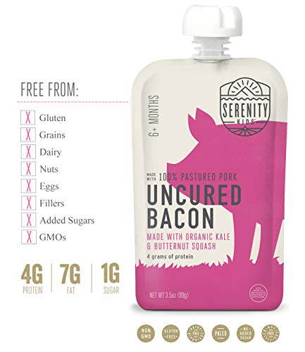 image for Serenity Kids Baby Food, Uncured Bacon with Organic Kale and Butternut