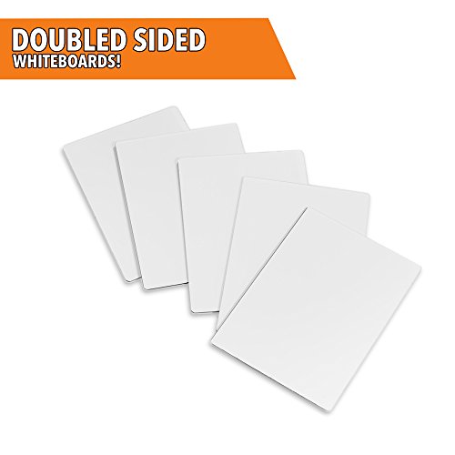 Dry Erase Boards | 25pc Classroom Pack Mini Lapboards + 25 BONUS Whiteboard Markers + Felt Erasers - A4 (8.25 x 11.7 inch) Size DOUBLE SIDED Small White Boards for Students, Teacher Supplies - Thumbnail 2
