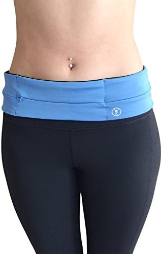 Fitness Running Belt Waist Pack - by Perdy Body Plus Bonus Light! Reversible Money Belt Fanny Pack for Phone, Money, Passport, Running, Hiking, Gym, Yoga, Travel