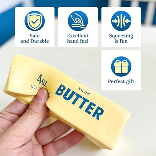 Butter Squishy, Sensory Cheese Block Slow Rise Squishy, 2026 New Adults Soft Novelty Rebounding Sensory Theme Cheese Butter Stress Balls, (a set of 2pcs)
