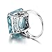 SZJINAO Sterling Sliver Rings Vintage Synthetic Blue Topaz Big Stone Rings for Women Silver Jewelry Wedding Gift