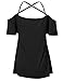 YesFashion Women Solid Flounce Short Sleeve Off-The-Shoulder Tops T-shirt