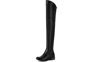 Shoe'N Tale Women's Over The Knee Boots Thigh High Low Block Heel Pointed Toe Long Stretch Boots