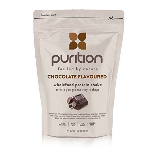 Purition Low Carb Chocolate Natural Gluten Free Protein Powder for Keto Diet Shakes and Meal Replacements Shakes with Only Natural Ingredients, 1 Bag (12 Servings)
