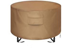 NEXCOVER Round Fire Pit Cover, Waterproof 600D Heavy Duty Cover Fits Round Outdoor Fire Pit or Table 44”D x 22” H, Fade & Weather Resistant