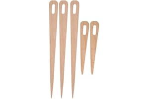 HEEPDD 5 PCS Big Eye Knitting Needles, Wood Weaving Crochet Needle Hand Stick Wooden Knitting Fork Eye Needle Tapestry Weaving Tool