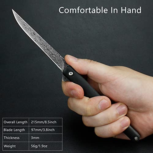 CARIMEE Slim Pocket Knife 4'' Flipping Knife Gentleman Multifunctional