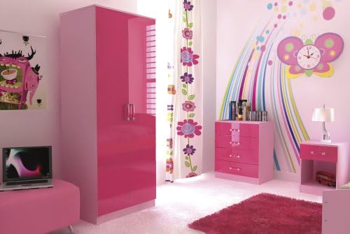 Childrens High Gloss Bedroom Furniture Sets Boys Blue Or Girls Pink Pink Gloss 5 Piece Set