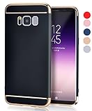 Galaxy S8 Plus Case, VANSIN 3 In 1 Ultra Thin and Slim Hard Case Coated Non Slip Matte Surface with Electroplate Frame for Samsung Galaxy S8 Plus Case (6.2'')(2017) -- Black & Gold