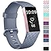 Vancle Pack 4 Silicone Bands Compatible with Fitbit Charge 3 Bands for Women Men, Rose Gold Silver Sport Wristbands for Fitbit Charge 3/Fitbit Charge 3 SE (Blue Gray, Small)