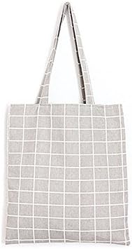 ngratyhJohn Reusable Shopping Bags,Women Plaid Zipper Single Shoulder Handbag Travel Shopping Tote Grocery Bag - Grey Plaid Zipper