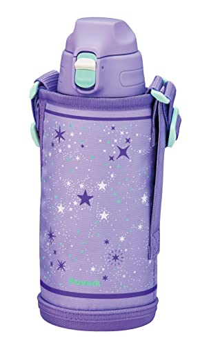 ピーコック 水筒 800ml 保冷 真空断熱構造 ワンタッチ 直飲み ポーチ付 ステンレスボトル 魔法瓶 パープルスター AJC-F82 AVS