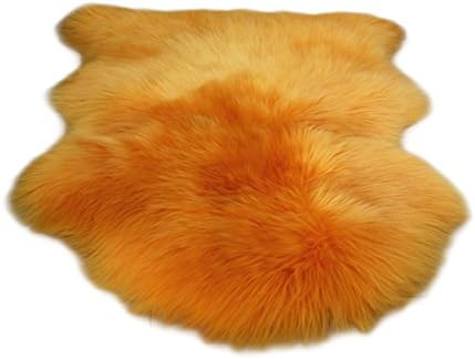 Halloween Decorations 100%Pure Australian Sheepskin Rugs,Wool Sofa Cushion,Chair Cover tip Fur Carpet,Natural Fur,Size 75cm X 100cm (75cm100cm, gold)