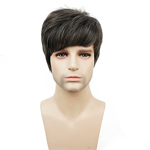 Aimole Synthetic Short Men Wigs Natural Body Wave Hair Heat Resistant Full Capless Wig