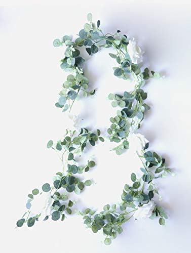 Perle 光触媒 除菌 返品不可 ガーランド フェイクグリーン 観葉植物 造花 バラ 2m 吊り下げ ユーカリ 壁掛け おしゃれ インテリア 結婚式