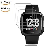Fitbit Versa Screen Protector, XBRN [3-Pack] Tempered Glss Screen Protector for Fitbit Versa, 2.5D Round/Full Coverage/No-Bubble/HD Clear/Anti-Scratch 9H Glass Screen Shield for Fitbit Smart Watch