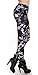 SlickBlue Crow Print Ankle Length Elastic Leggings - Black/White, M - L - XL