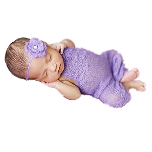 Pinbo Fashion Cute Newborn Boy Girl Baby Costume Outfits Photography Props Headdress Rompers (Purple)